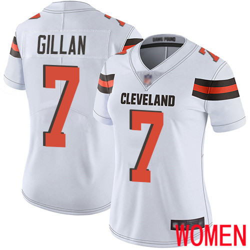 Cleveland Browns Jamie Gillan Women White Limited Jersey #7 NFL Football Road Vapor Untouchable->women nfl jersey->Women Jersey